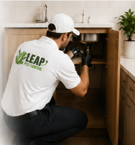 Leap Pest Control technician completing a co-op pilot inspection