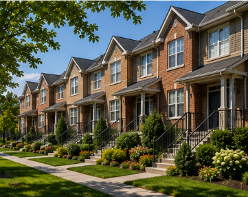 GTA townhouse community with landscaped walkways
